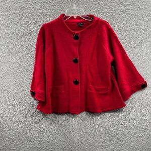 Vintage Tally Ho Womens Jacket Small Red 100% Wool Button Front Coat Outerwear